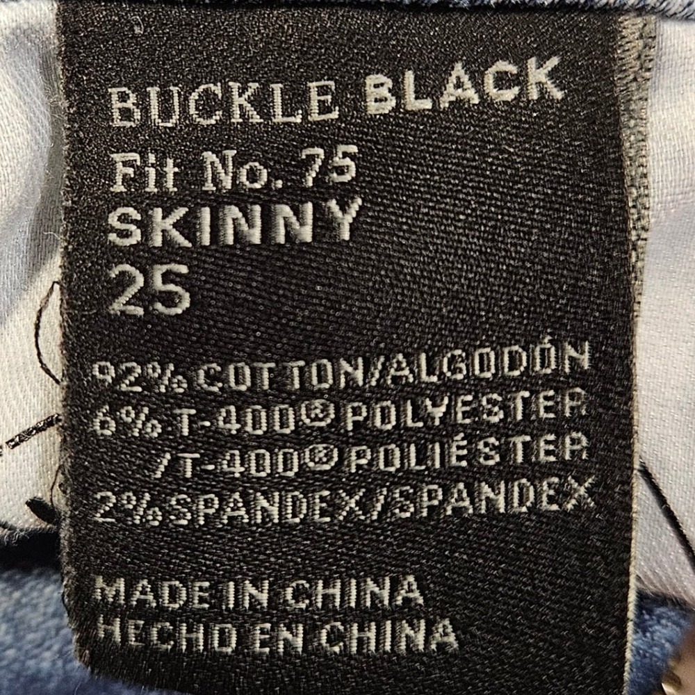Buckle Black No. 75 Skinny Jeans Size 25 High Rise Distressed Acid Wash STRETCH - Picture 5 of 11
